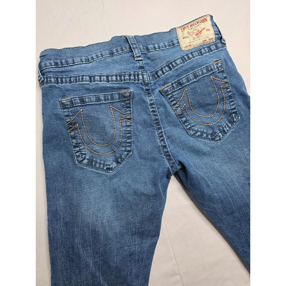True Religion Ricky Jeans Men's 34 Blue Denim Stretch Relaxed Fit Straight Leg